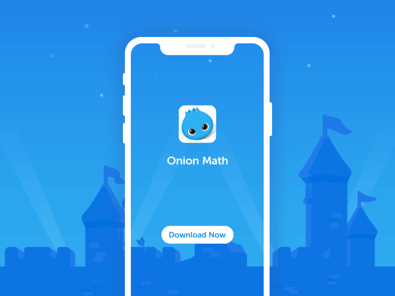 Download Page for Onion Math animation app castle clean flat gradient lovely shooting star ui