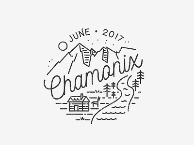 Chamonix chamonix distressed distressed logo illustration line lineart logo logo design monoline mountain
