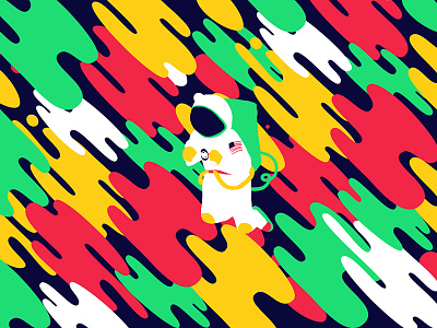Space 01 astronaut flat illustration psychedelic space