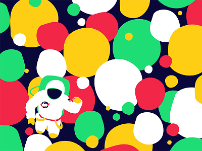 Space 03 astronaut flat illustration psychedelic space