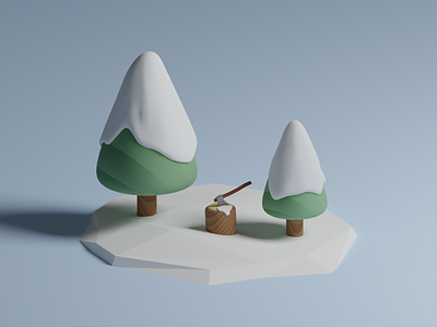 Ready for Winter 3d blender3d cute design illustration isometric lowpoly snow trees winter