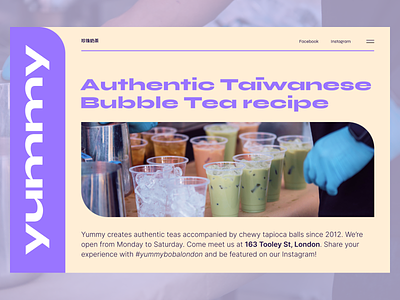 Bubble Tea - Home Page Concept boba tea bubble tea clean concept design figma homepage ui webpage website yummy