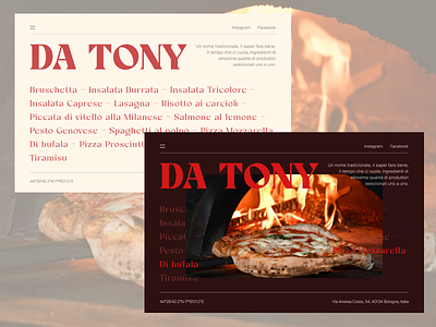 Da Tony - Italian Restaurant concept figma homepage hover italian pizza restaurant ui website