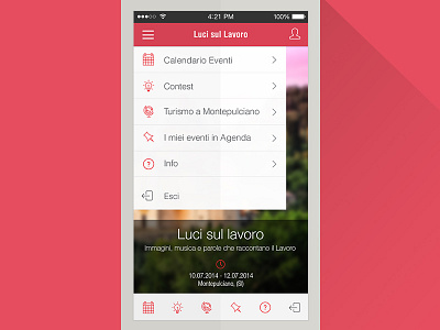 App design for an Italian Festival app design flat icons menu tourism