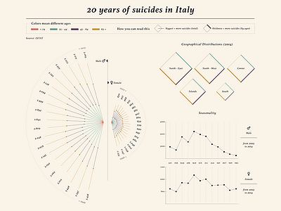 Dataviz "20 years of suicides in Italy" data visualization dataviz infographic information design