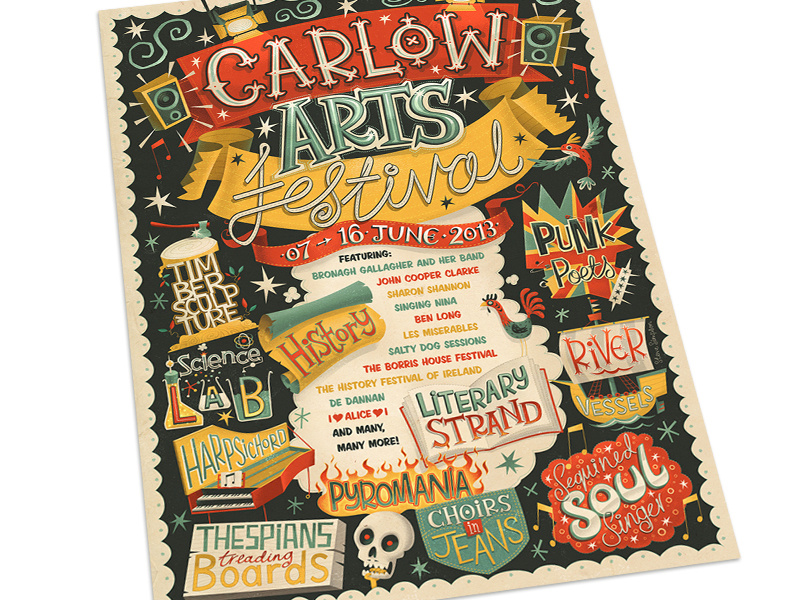 Carlow Arts Fest poster poster illustration hand drawn type hand lettering punk fun