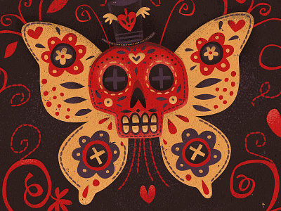 Detail butterfly day of the dead skull