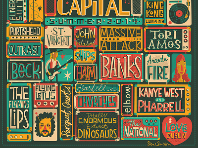 Dublin - The Music Capital - part1 beck design hand lettering illustration illustrative design illustrator love dublin music poster the flaming lips tori amos wayne coyne