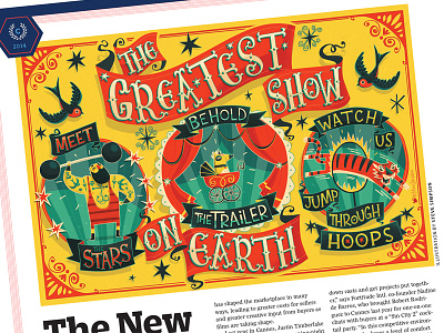 The Greatest Show on Earth - Variety cannes circus editorial fun hand lettering illustration strongman swallow tattoo tiger typography vintage
