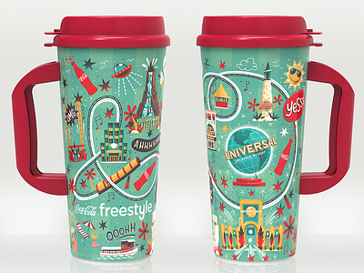 Universal Studios Orlando Cup cup fun illustrated illustration packaging design theme park