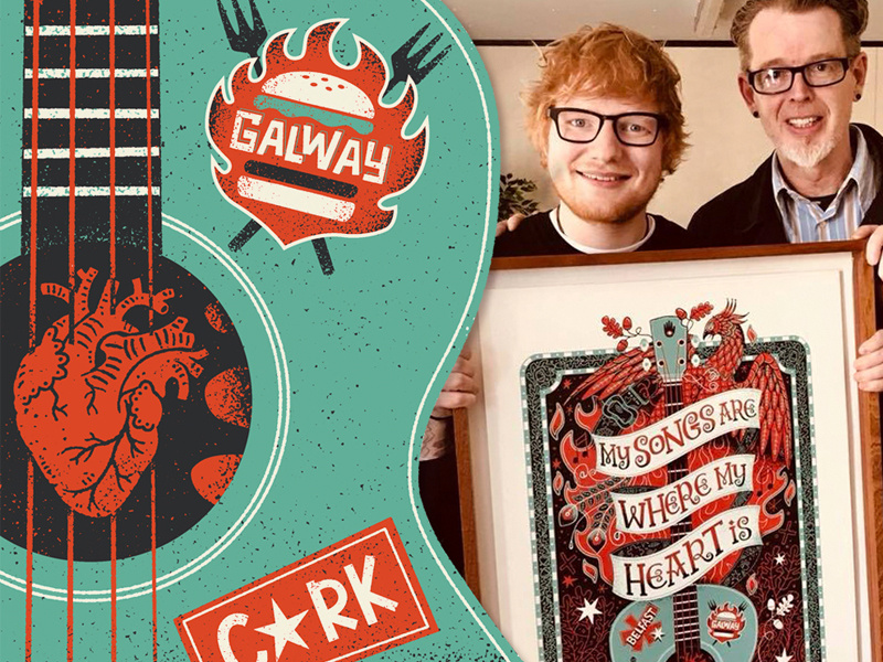 Ed Sheeran guitar fun heart ireland phoenix limited palette screen print ed sheeran music poster illustrated illustration