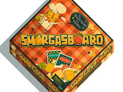 smorgasboard box board game box character chef food illustration logo packaging