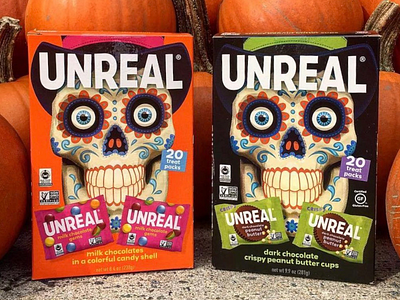 UNREAL Halloween branding candy graphic design halloween illustration illustrator packaging design skull trick or treat