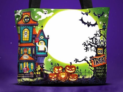 Reflective trick or treat bag - front bats ghosts halloween illustration trick or treat. pumpkin