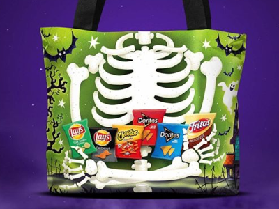 Reflective trick or treat bag - reverse bats ghosts halloween illustration skeleton spooky trick or treat