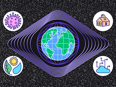 Covid as a nanosphere experiment abstract covid covid19 earth editorial illustration home house illustration lockdown nanosphere pattern space virus