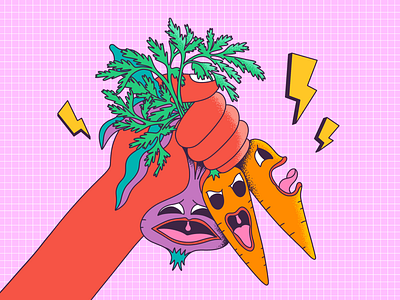 Eat your veggies art carrot character color colour creepy food food illustration funny hand illustration pattern procreate vegetables veggies