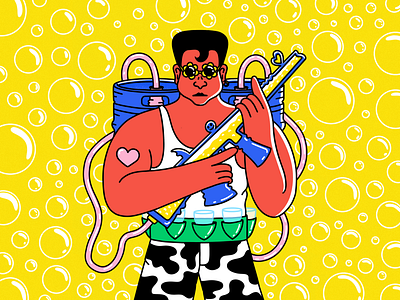 Sparkling guy! bubbles character color colour friday illustration illustrator pattern people sparkling