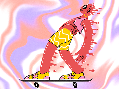 Boiling hot day character character design colour cool female character hot illustration illustrator movement pattern people pose skateboard skating summer sunglasses
