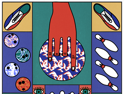 Bowling | 2 bowling bowling ball bowling pin colour game hand illustration pattern sport