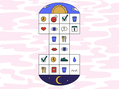 Daily routine habits icons illustration lifestyle mood night pattern schedule time