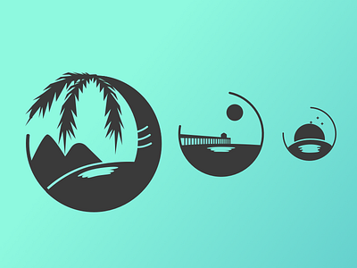 Summertime icons flat holidays icons logo palmtree sea sketch summer summertime sun