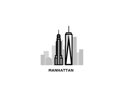 #2 Manhattan black and white city illustration logo manhattan new york