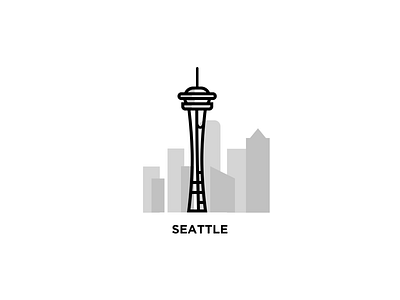 #3 Seattle black and white city illustration logo seattle
