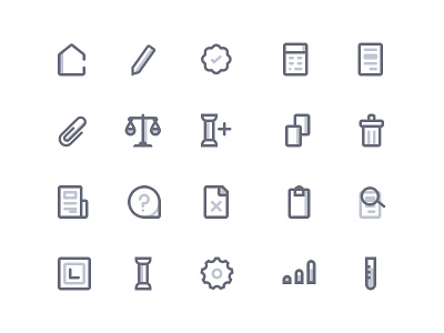 Accounting software icons attach balance calculator check cog flask font icon home icons paper trash
