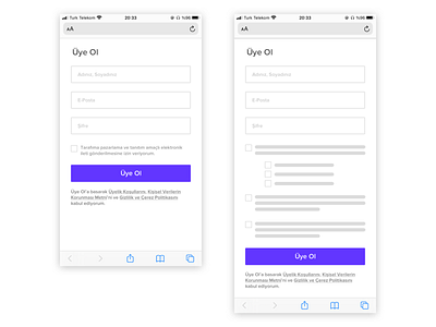 Mobile GDPR Wireframe Example gdpr kvkk login mobile signin wireframe