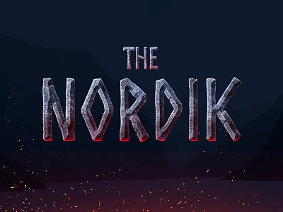 The Nordik logo art direction artwork atmospheric cinematic decorated design gaming illustration logo photoshop red retouching runes stone title tournament viking visual visual art