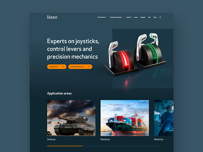 Lilaas adobexd art direction blue branding cinematic control lever design ecommerce joysticks marine offshore orange precision mechanics premium products ui webflow world leading