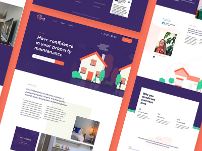 Trust Property Maintenance Website - UI Design branding bristol design digital design flat group illustration maintenance orange pmg property purple trust ui ux web web design website