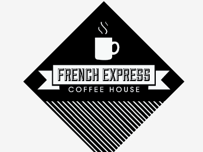 French Express Coffee Logo anthropologie bold branding cafe coffee french local logo simple stamp typography