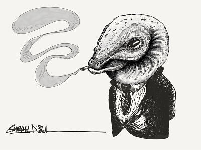 Smoke 2d animal art character design concept digital art drawing flat illustration inking