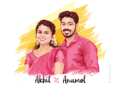 Wedding Portrait adobe illustrator caricature digital digital drawing digital portrait digitalart friends illustration illustrator drawing vimaldesigner wedding caricature wedding portrait