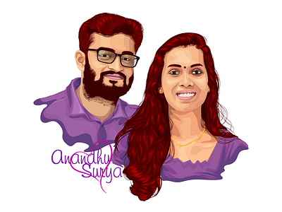 Anandhu And Surya adobe illustrator caricature digital art digital drawing digitalart illustration illustrator drawing officemates vectorart wedding