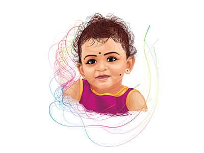 1st Birthday Portrait | ima vimal 1st birthday adobe illustrator birthday caricature daughter digital art digital portrait digitalart illustration illustrator drawing vectorart