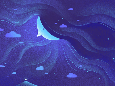 i'll be here crescent moon hair illustration meditate moon moonlight night sky nighttime peaceful support tranquility