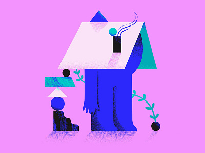 home is here - pt.2 conceptual conceptual design conceptual illustration digital illustration editorial existentialism giant hiding home hot pink house illustration roof shapes shelter spot illustration where is home