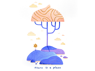 05. there is a place calm conceptual illustration editorial illustration gouache growth illustration meditation mindful peaceful thoughtful