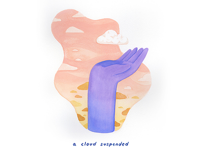 10. a cloud suspended calm cloud conceptual conceptual illustration editorial illustration gouache illustration meditative mindful painting peaceful poem