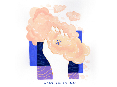 12. where you are soft calm clouds conceptual conceptual illustration editorial illustration gouache illustration painting peaceful surreal