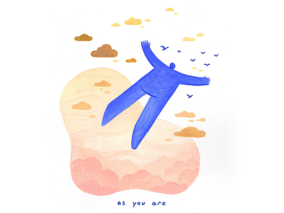 14. as you are calm conceptual conceptual illustration editorial illustration flying gouache illustration peaceful surreal
