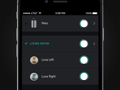 Smart Audio Devices controller app UI for crazybaby