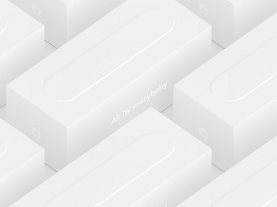 Extremely minimal packaging of Air by crazybaby 3d blender box headphones minimal packaging render seamless simple tile white wireless