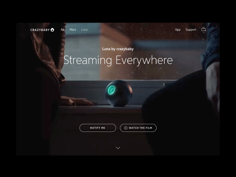 Luna by crazybaby, promo website animation app branding clean gif iphone minimal music simple ux web website