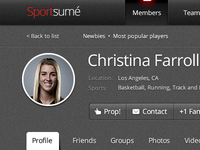 The Social Network for Athletes profile athlete dark interface like logo menu network profile social sport