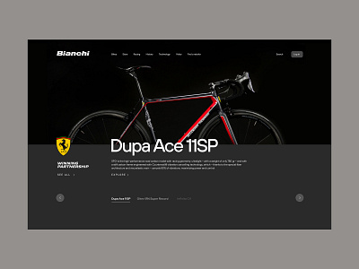 Bianchi — main page bicycle concept design ferrari sport ui web