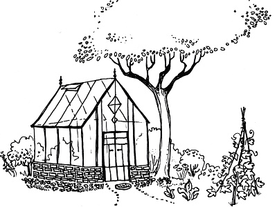 Greenhouse Illustration garden greenhouse illustration pen and ink